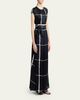 Kiton Windowpane-Print Silk Cap-Sleeve Maxi Dress - 4
