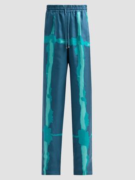 Kiton Women's Abstract-Print Silk Drawstring Pants
