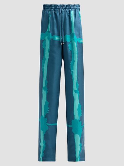 Kiton Women's Abstract-Print Silk Drawstring Pants