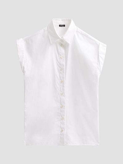 Kiton Women's Cotton Poplin Cap-Sleeve Shirt