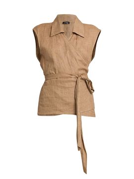 Kiton Women's Linen Belted Wrap Top