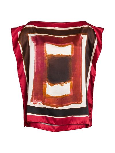Kiton Women's Painted Silk Cap-Sleeve Blouse