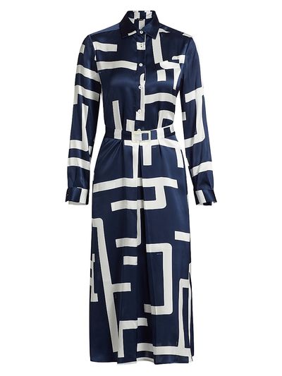 Kiton Women's Printed Silk Belted Shirtdress