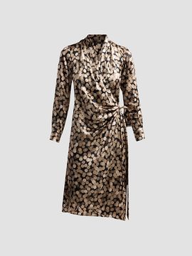 Kiton Women's Printed Silk Wrap Midi Dress