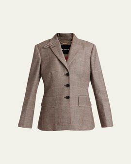 Kiton Wool-Cashmere Check Single-Breasted Jacket