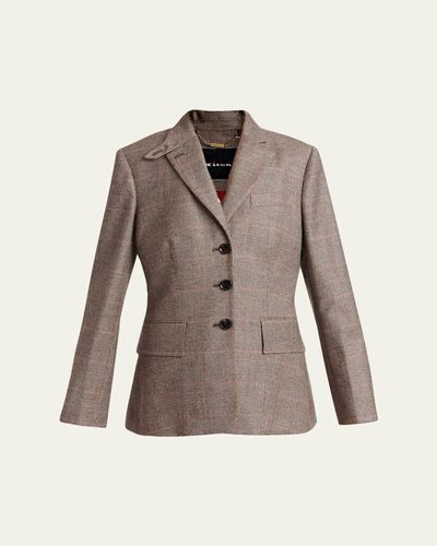Kiton Wool-Cashmere Check Single-Breasted Jacket