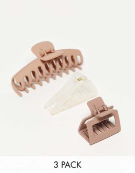 Kitsch Kitsch Assorted Oversized Claw Clips 3 Pack-Brown