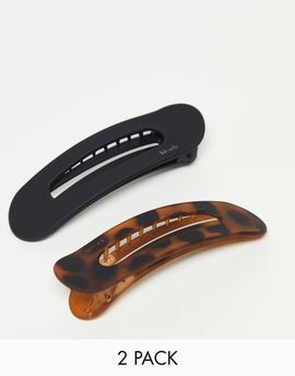 Kitsch Kitsch Flat Lay Claw Clips Flat 2 Pack - Black & Tortoise