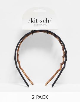 Kitsch Kitsch Zig Zag Headband 2 Pack - Black & Tortoise