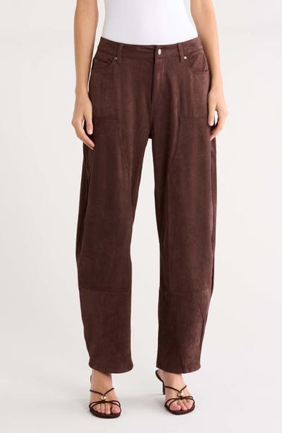 KITTENISH KITTENISH High Waist Faux Suede Barrel Leg Jeans