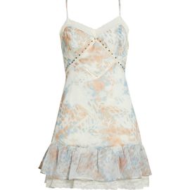 KITTENISH KITTENISH Lace Trim Chiffon Babydoll Minidress