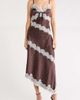 KITTENISH KITTENISH Lace Trim Satin Asymmetric Midi Dress - 1
