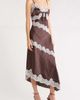 KITTENISH KITTENISH Lace Trim Satin Asymmetric Midi Dress - 3