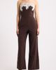 KITTENISH KITTENISH Pinstripe Strapless Lace Trim Jumpsuit - 1