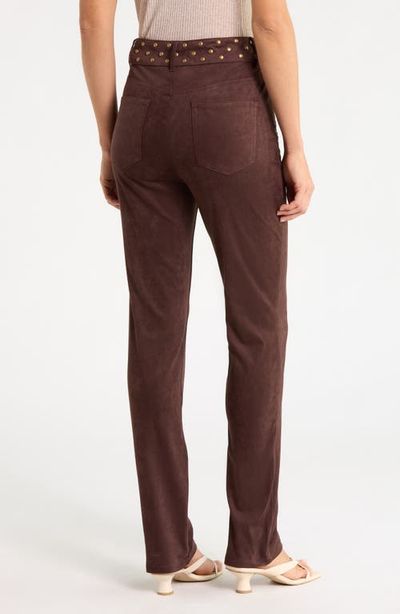 KITTENISH KITTENISH Studded Rivet High Waist Faux Suede Skinny Pants