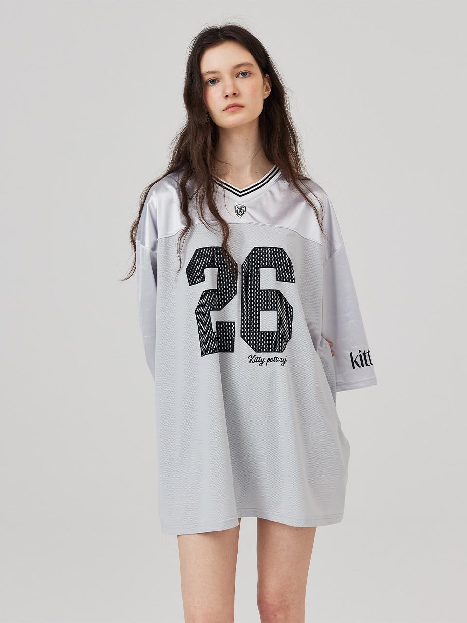 KITTY POTTERY 26 Block Oversized Fit Short-Sleeved T-Shirt Gray