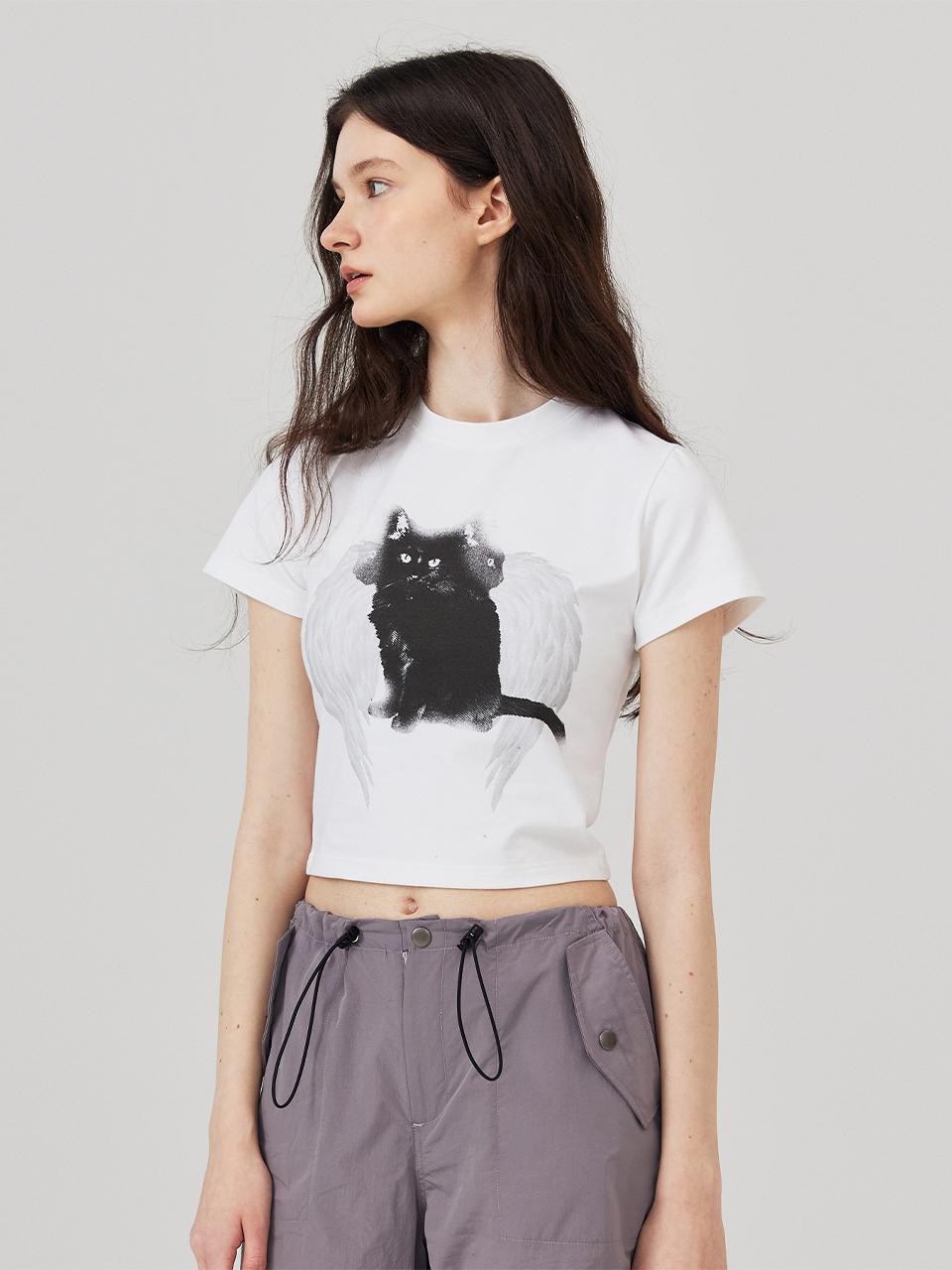KITTY POTTERY Angel Short Sleeve T-Shirt White