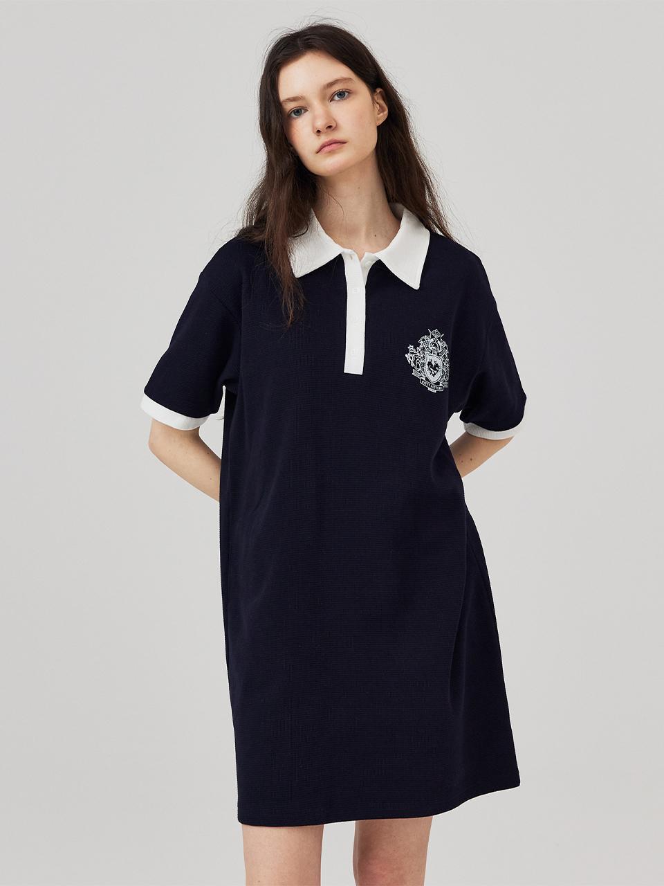 KITTY POTTERY Cara Waffle Mini Dress Navy