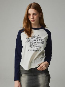 KITTY POTTERY Lettering Raglan T-shirt [Navy]