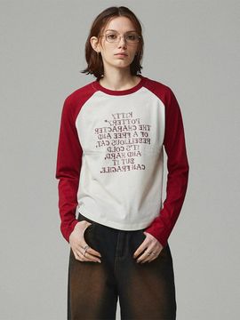 KITTY POTTERY Lettering Raglan T-shirt [Red]