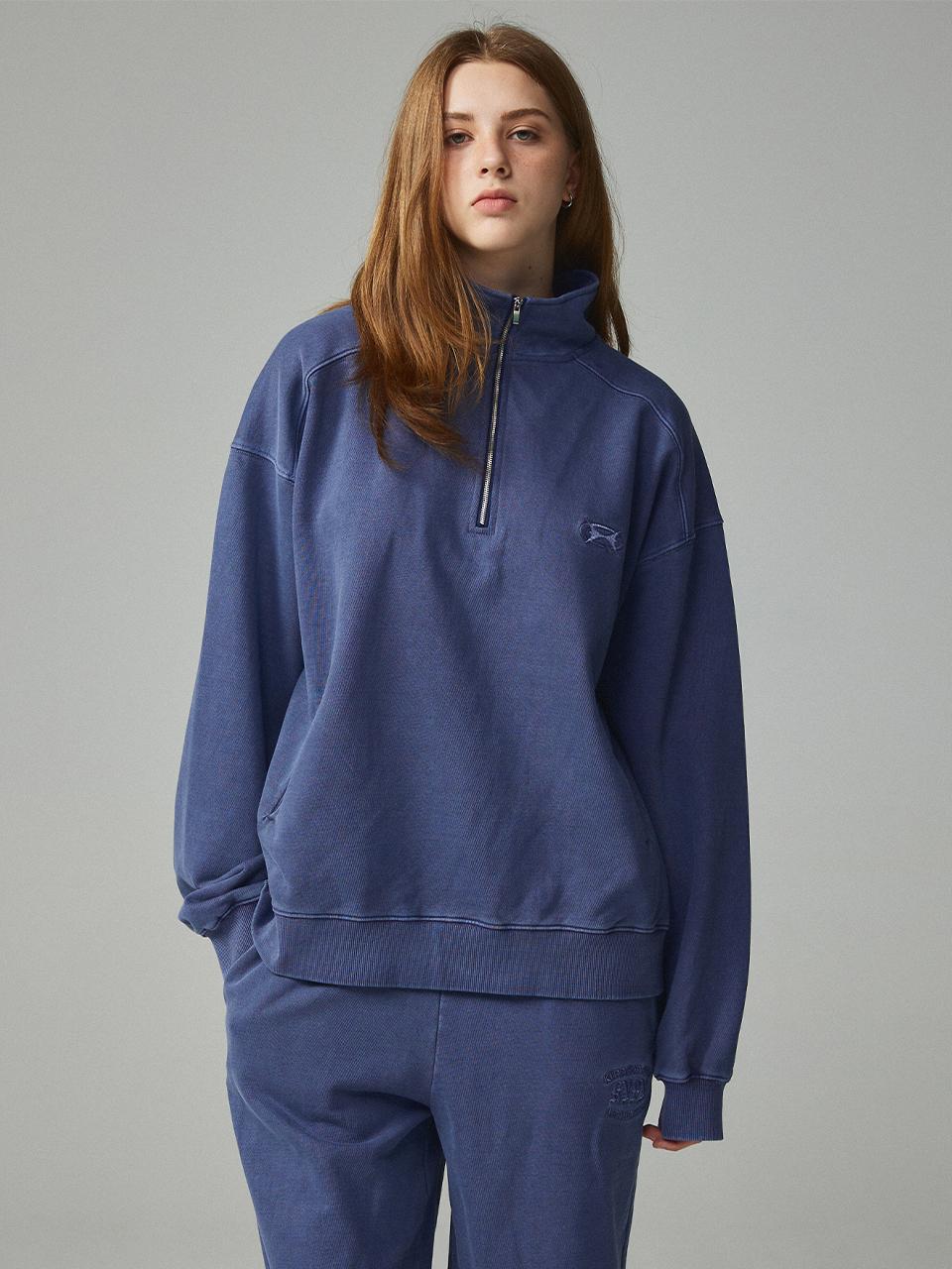 KITTY POTTERY Pigment Embroidered Anorak Zip-up Sweatshirt [Navy]
