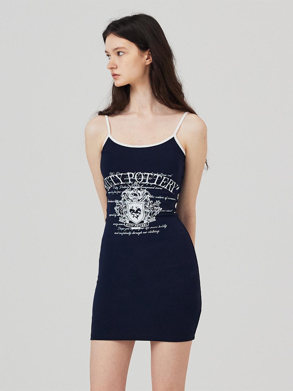 KITTY POTTERY Sleeveless Graphic Mini Dress Navy