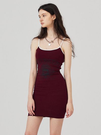 KITTY POTTERY Sleeveless Graphic Mini One-Piece Burgundy