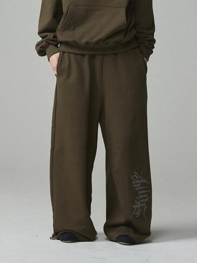 KITTY POTTERY Street Lettering Embroidered Jogger Pants [Khaki]