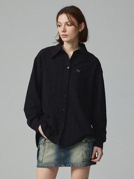 KITTY POTTERY Symbol Logo Check Pocket Shirt [Black]