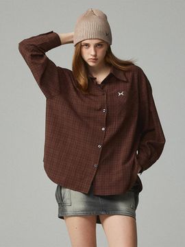 KITTY POTTERY Symbol Logo Check Pocket Shirt [Brown]