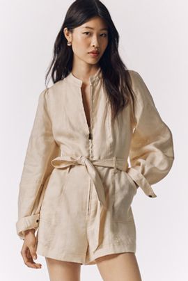 KIVARI Linen Belted Romper