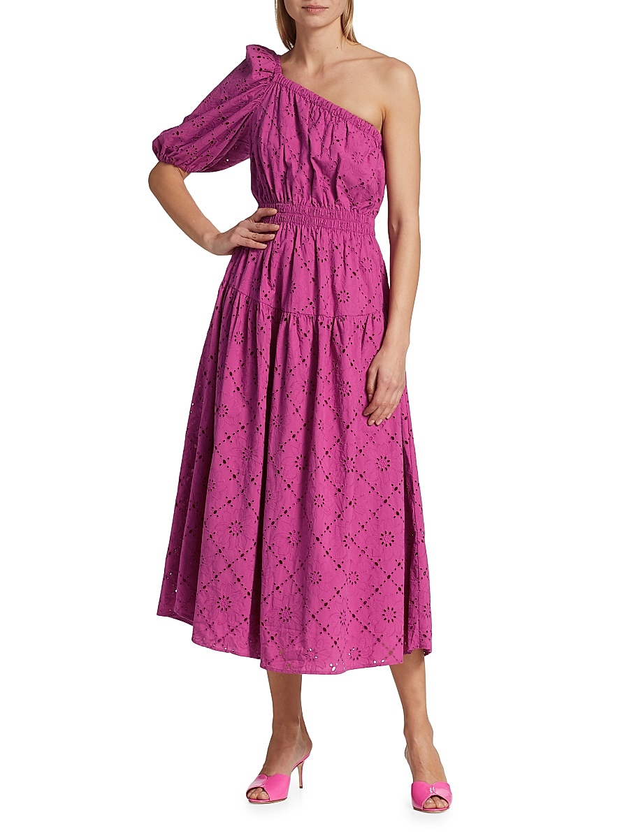 strapless open back dress Talking Sweet One-Shoulder Cutout Eyelet Lace Dress