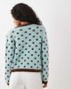 Kiwi & Co Kiwi & Co Dotty wool feel contrast trim cardigan in blue & chocolate polka dot - 4