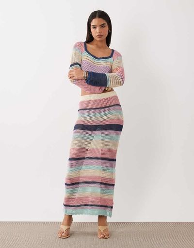 Kiwi & Co Kiwi & Co Havana crochet maxi skirt in multi stripe - part of a set