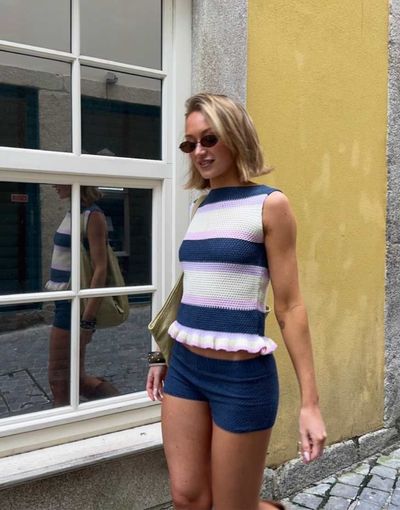 Kiwi & Co Kiwi & Co knit high rise shorts in navy - part of a set