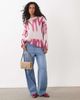 Kiwi & Co Kiwi & Co Poplar crew neck paint spill look oversized sweater in pink - 2