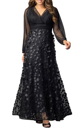 Kiyonna Kiyonna Blossoming Beauty Mesh Evening Gown