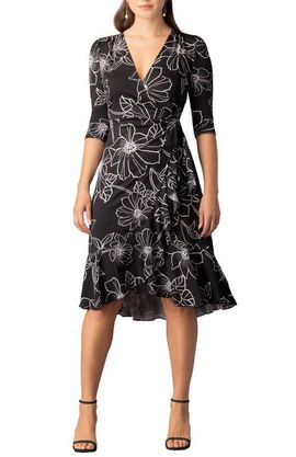 Kiyonna Kiyonna Flirty Flounce Floral Print Wrap Dress