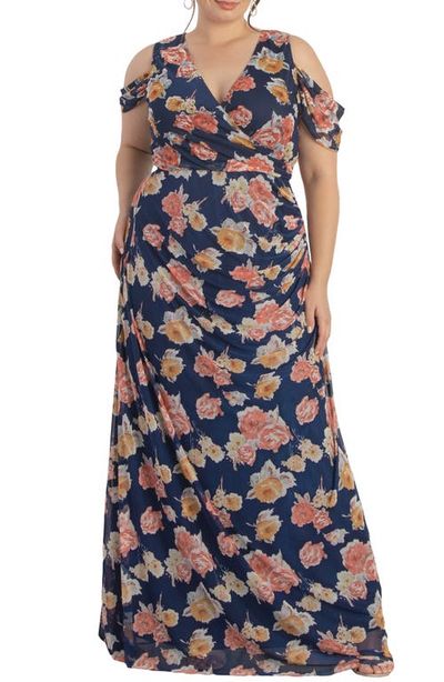 Kiyonna Kiyonna Seraphina Cold Shoulder Mesh Gown