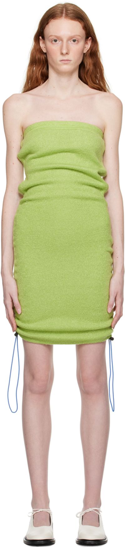 KkCo - SSENSE Exclusive Green Scrunch Mini Dress