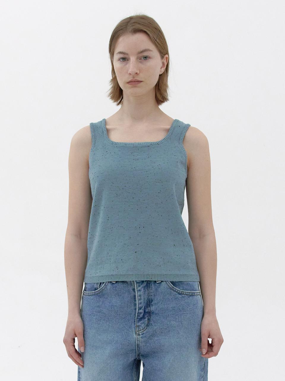 KNITLY Nep Sleeveless Knit Top (Sky)