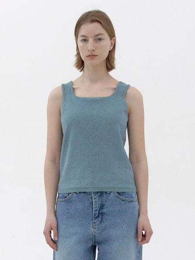KNITLY Nep Sleeveless Knit Top (Sky)