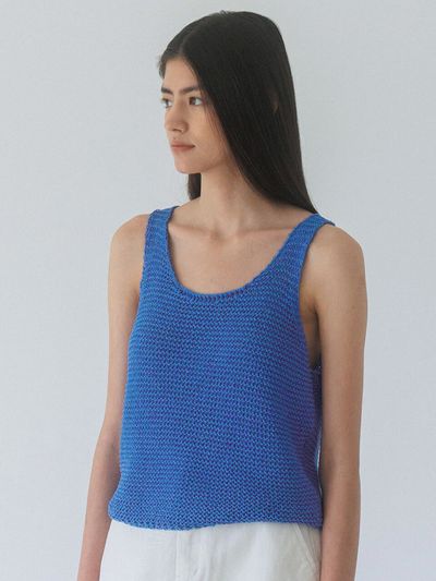 KNITLY Paper Sleeveless Knit Top Blue