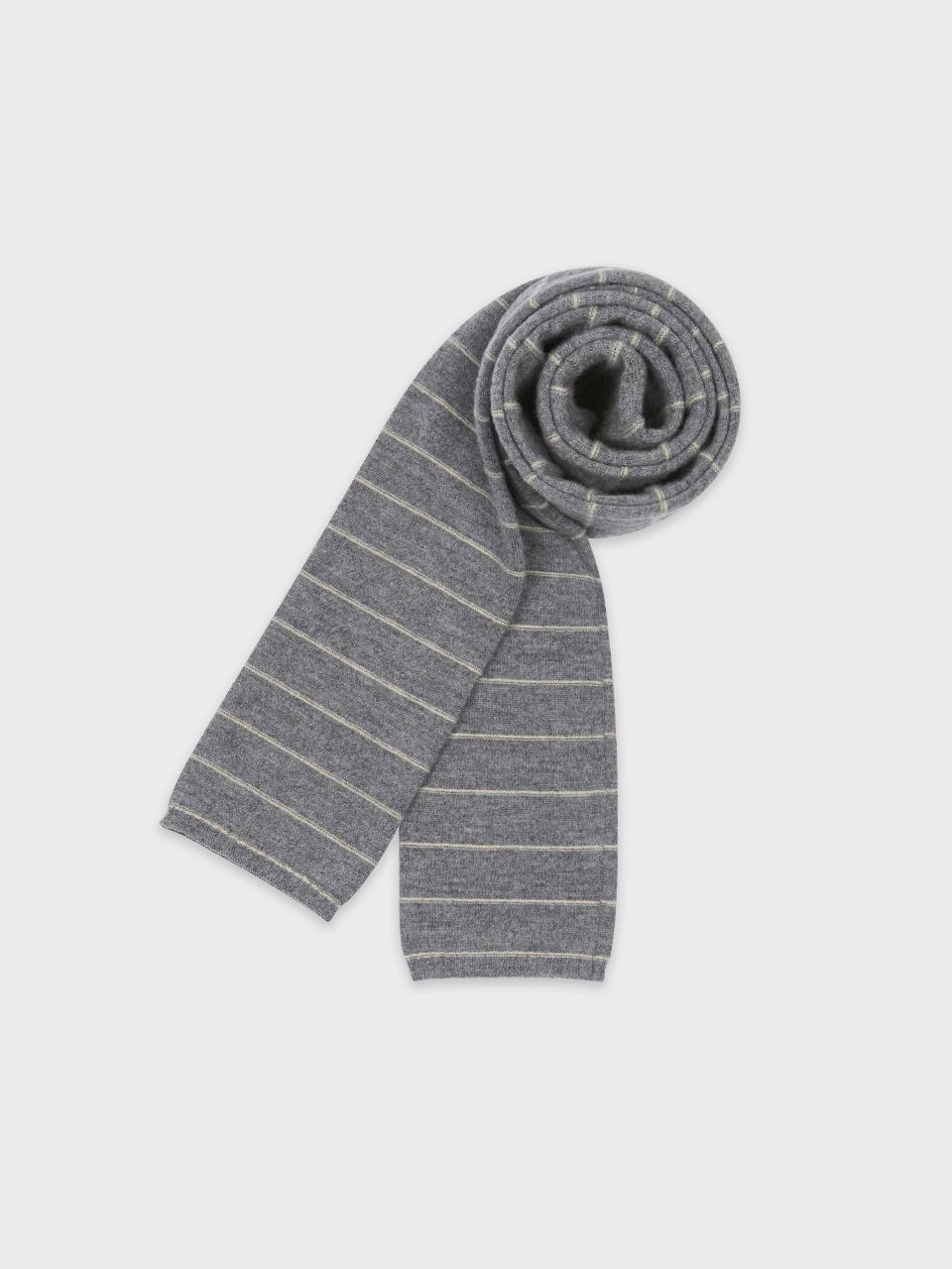KNITLY Super Fine Wool Stripe Muffler (Grey)