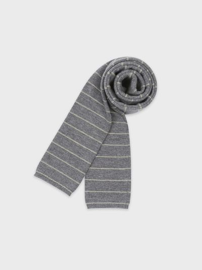 KNITLY Super Fine Wool Stripe Muffler (Grey)