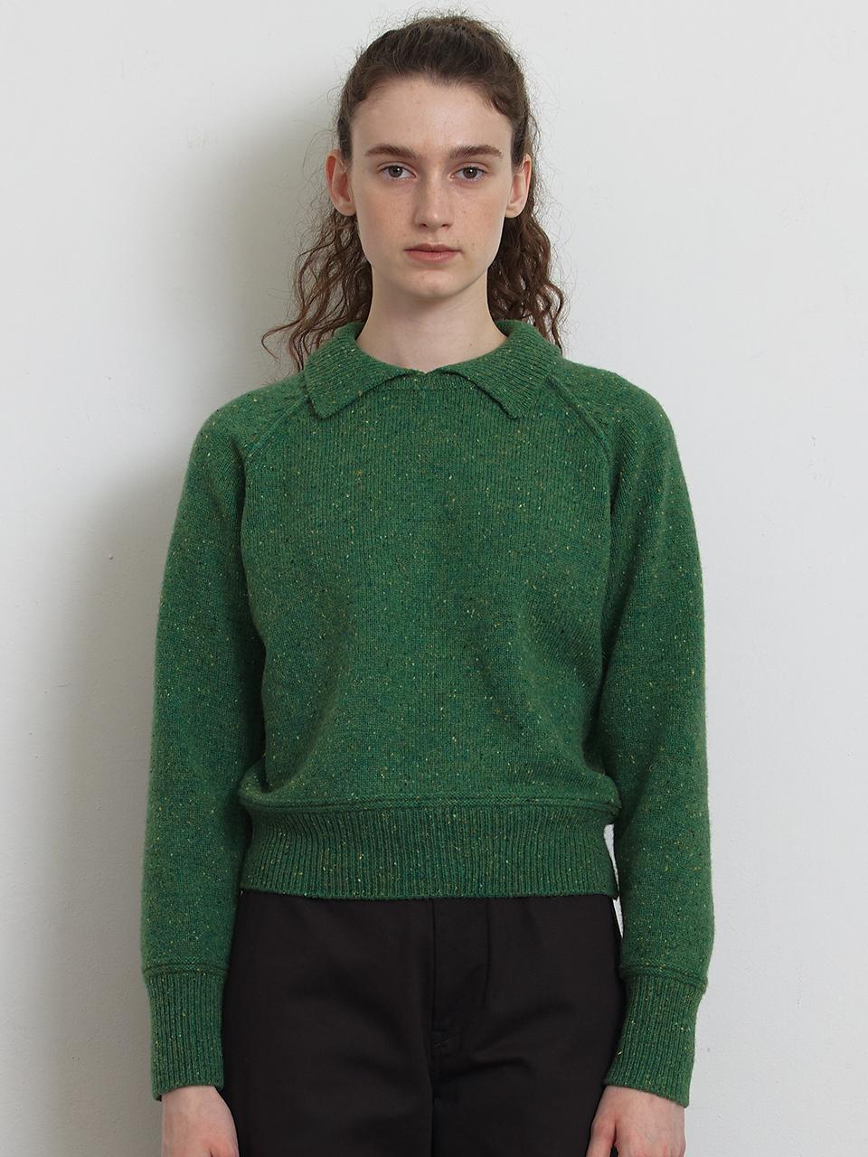 KNITLY [Woman] Nef Round Collar Sweater (Green)