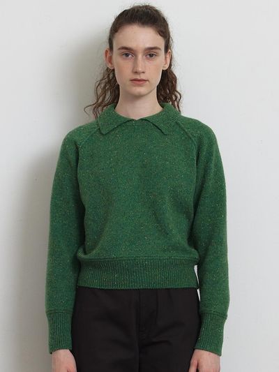 KNITLY [Woman] Nef Round Collar Sweater (Green)
