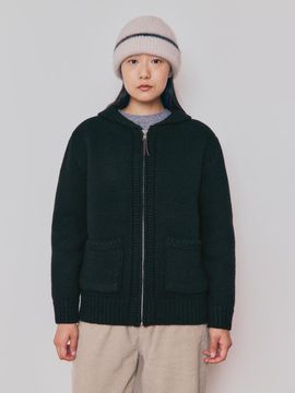 KNITLY [Women] Heavy Wool Cowichan Cardigan (Black)