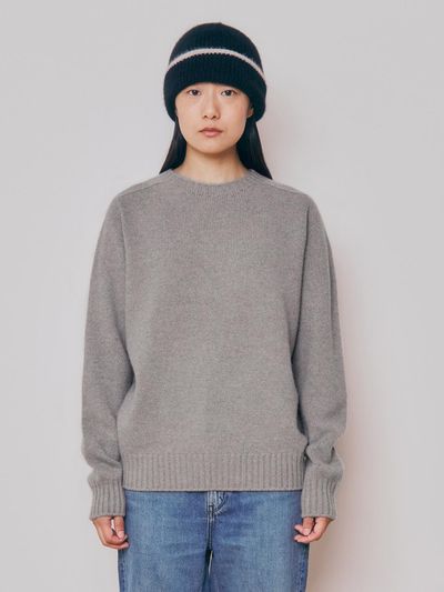 KNITLY [Women] SuperFine Wool Wholegarment Sweater (Gray)