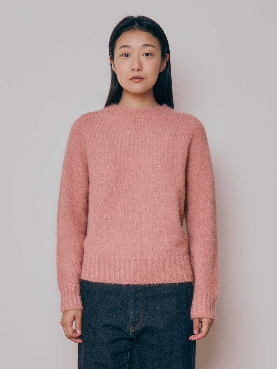 KNITLY [Women] Whole Garment Wool Sweater (Pink)